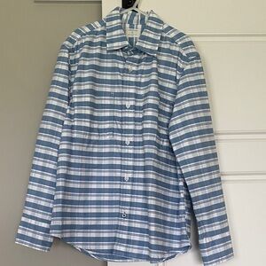 J Crew Crewcuts Boys Blue and White Striped Button-Up Shirt